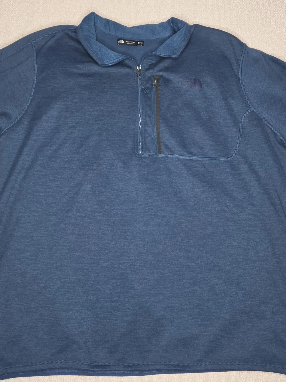 The North Face Men's XXXL 3XL Quarter Zip Pullover Blue Chest Pocket Stretch